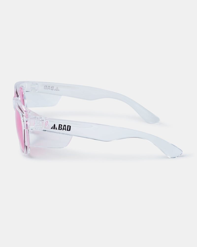 BAD LUCID™ POLARISED SAFETY SUNGLASSES (CLEAR/PINK) - BAD WORKWEAR