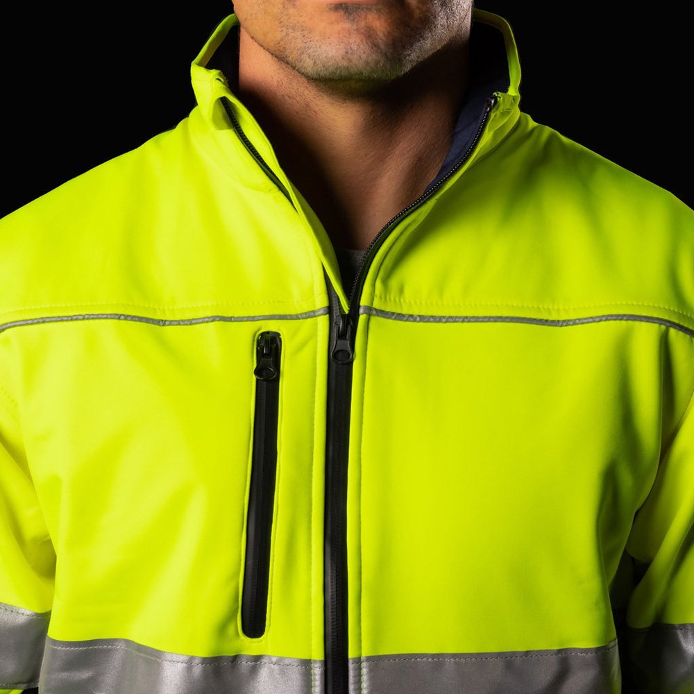 BAD WATERPROOF HI-VIS SOFTSHELL JACKET WITH 3M TAPE - BAD WORKWEAR