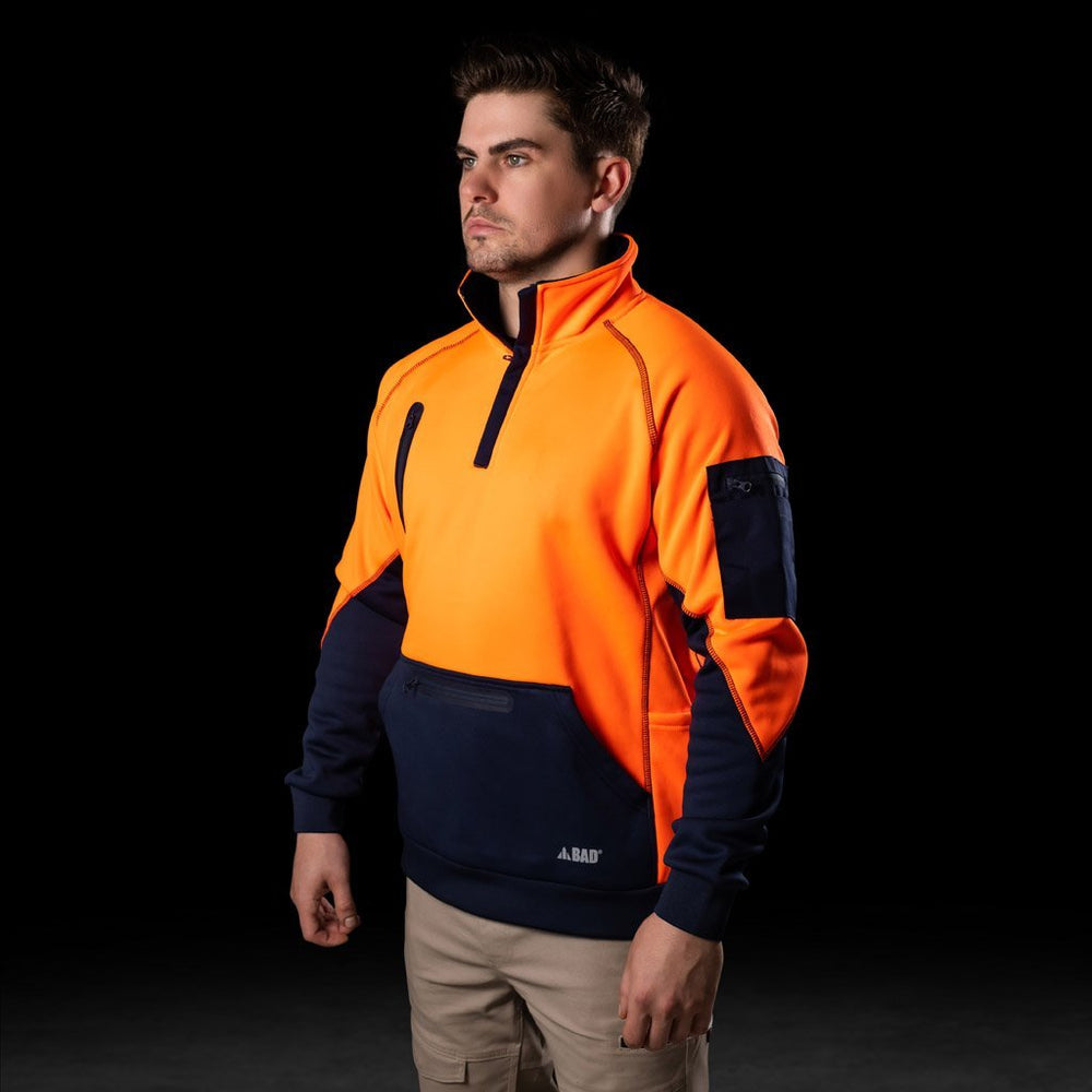 BAD WATERPROOF RAIN-DEFEND™ HI-VIS FLEECE 1/4 ZIP JUMPER - BAD WORKWEAR