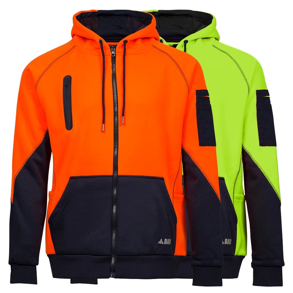 BAD® WATERPROOF RAIN-DEFEND™ HI-VIS FULL-ZIP FLEECE HOODIE - BAD WORKWEAR