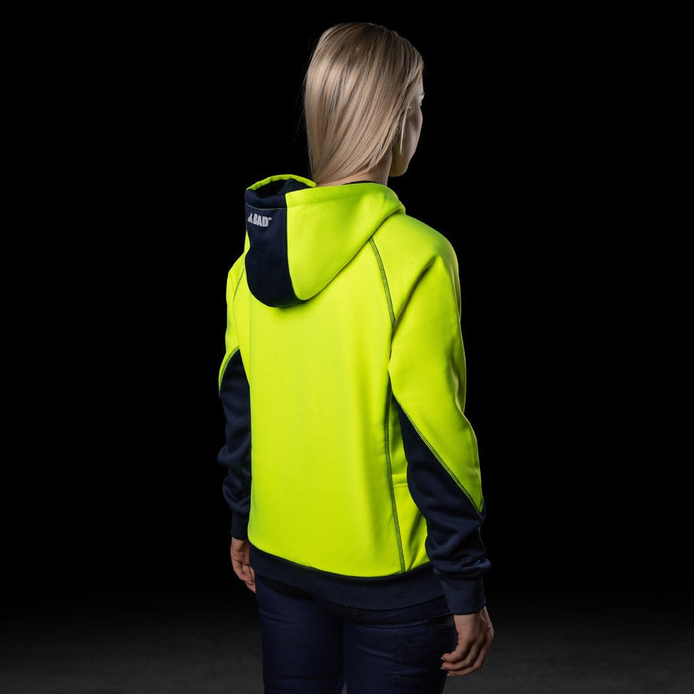 BAD WOMENS WATERPROOF RAIN-DEFEND™ HI-VIS FLEECE HOODIE - BAD WORKWEAR