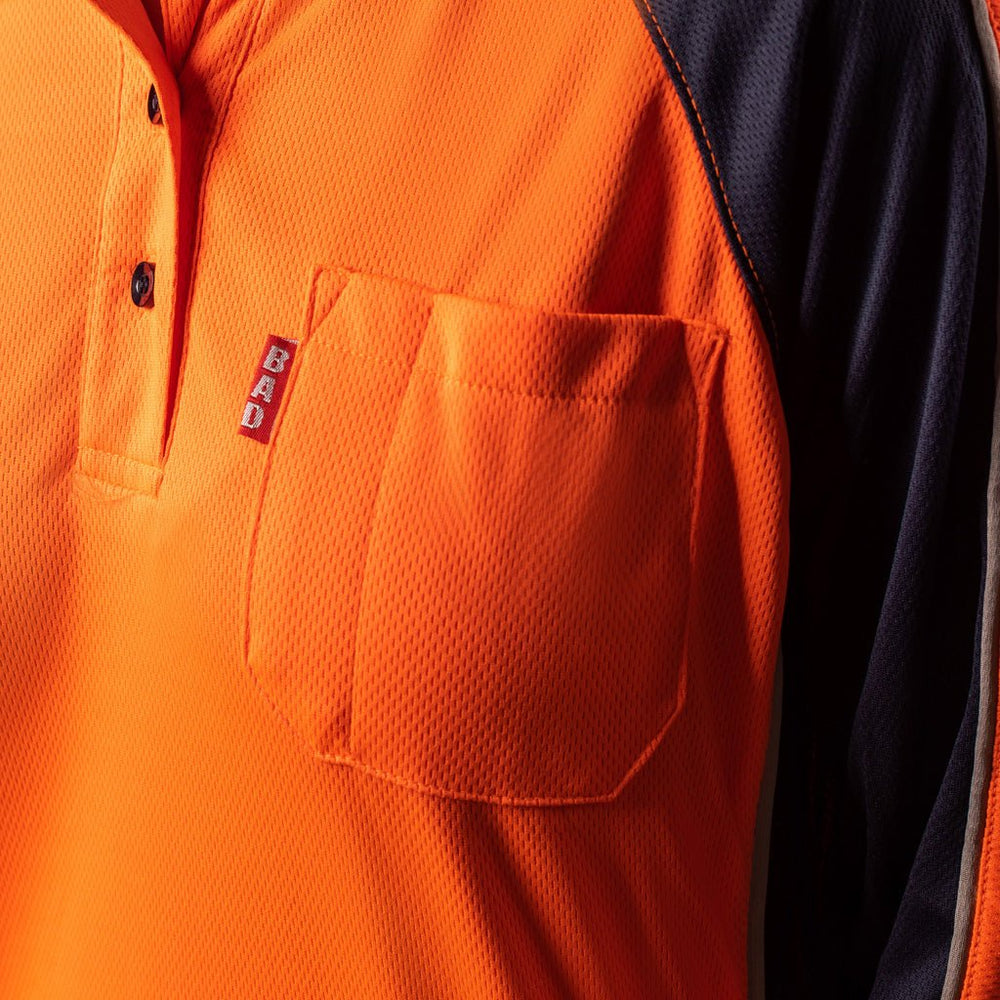 WOMENS HI-VIS L/S POLO SHIRT - BAD WORKWEAR