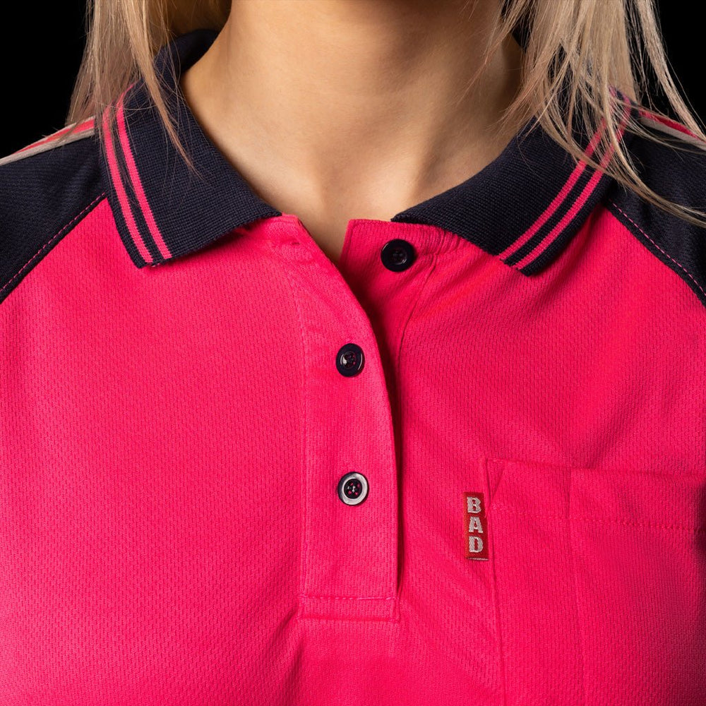 WOMENS HI-VIS L/S POLO SHIRT - BAD WORKWEAR