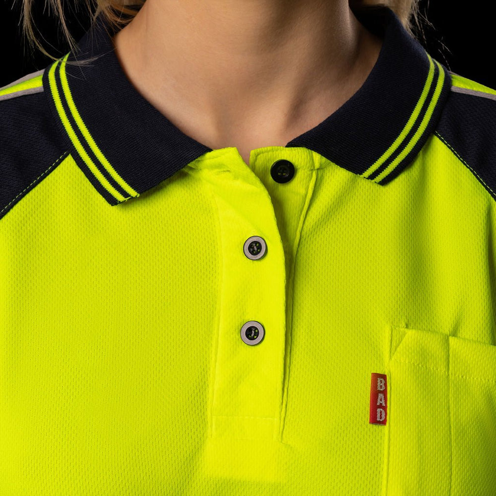 WOMENS HI-VIS L/S POLO SHIRT - BAD WORKWEAR