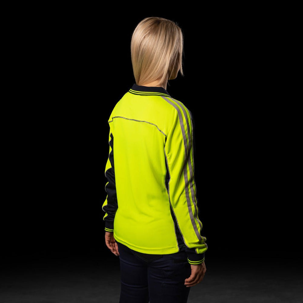 WOMENS HI-VIS L/S POLO SHIRT - BAD WORKWEAR